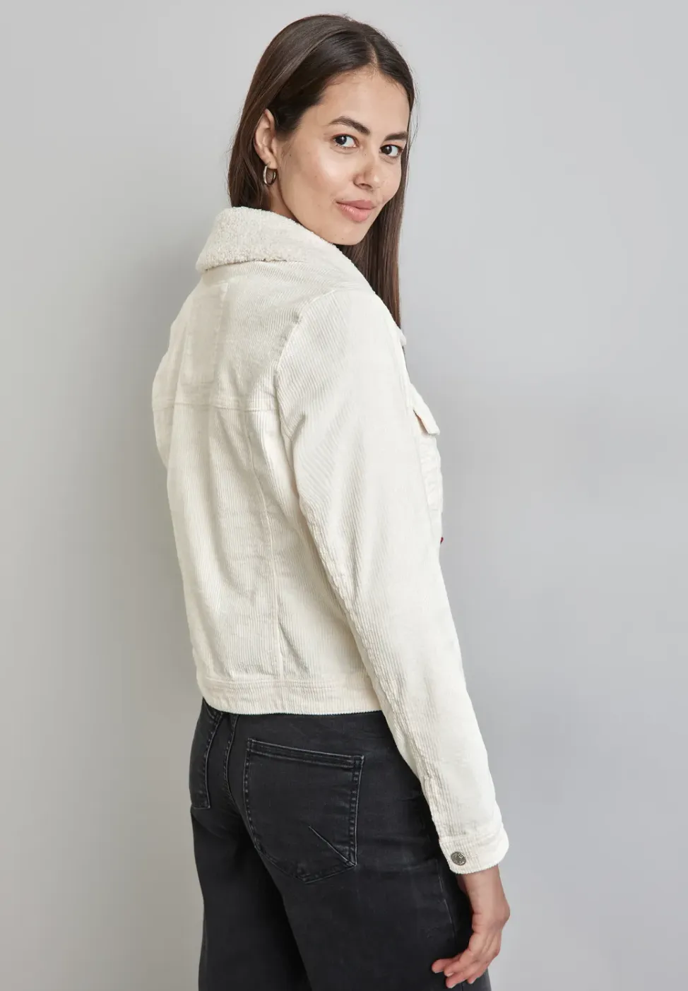 Corduroy jas met teddy kraag