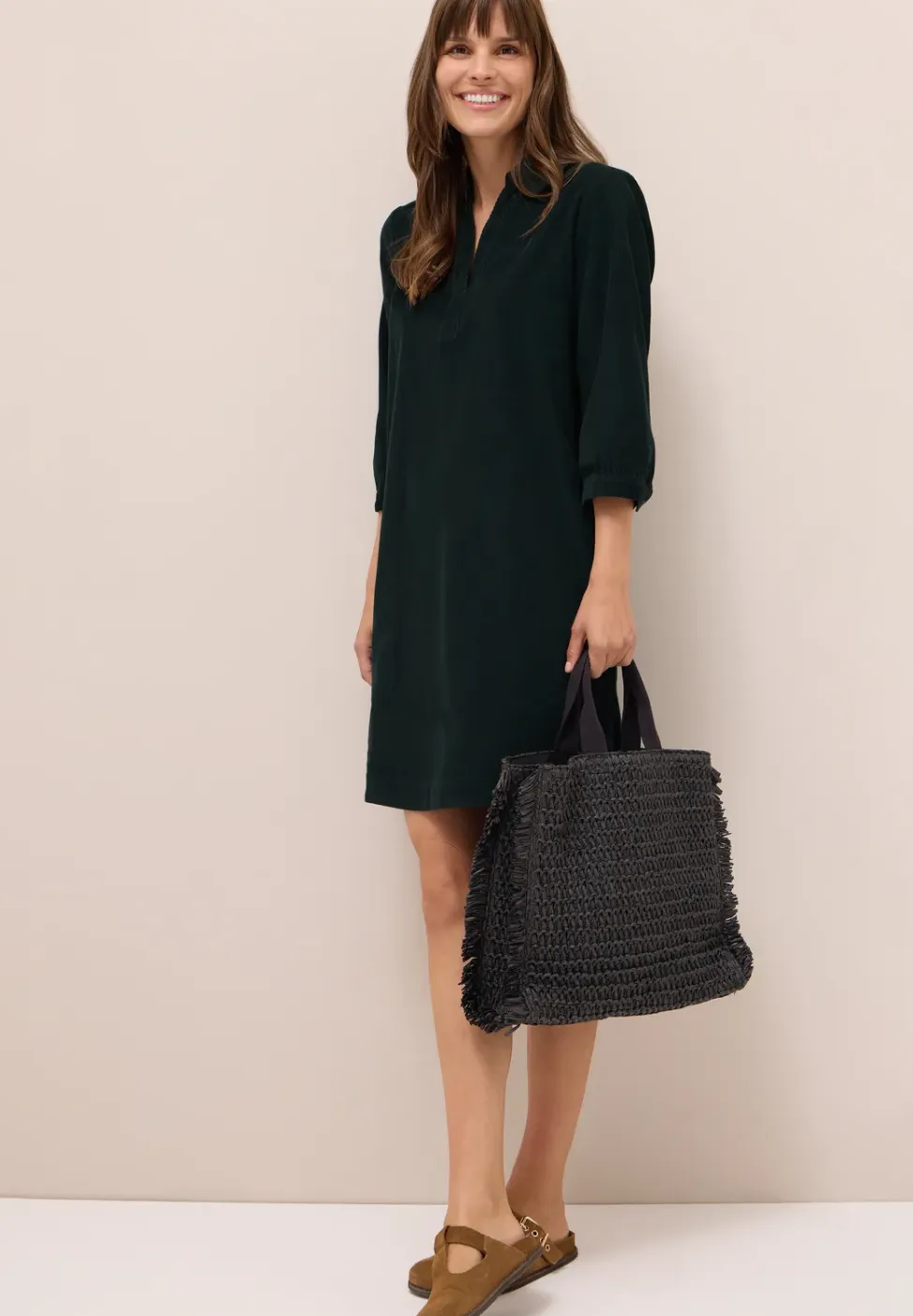 Corduroy jurk in effen kleur