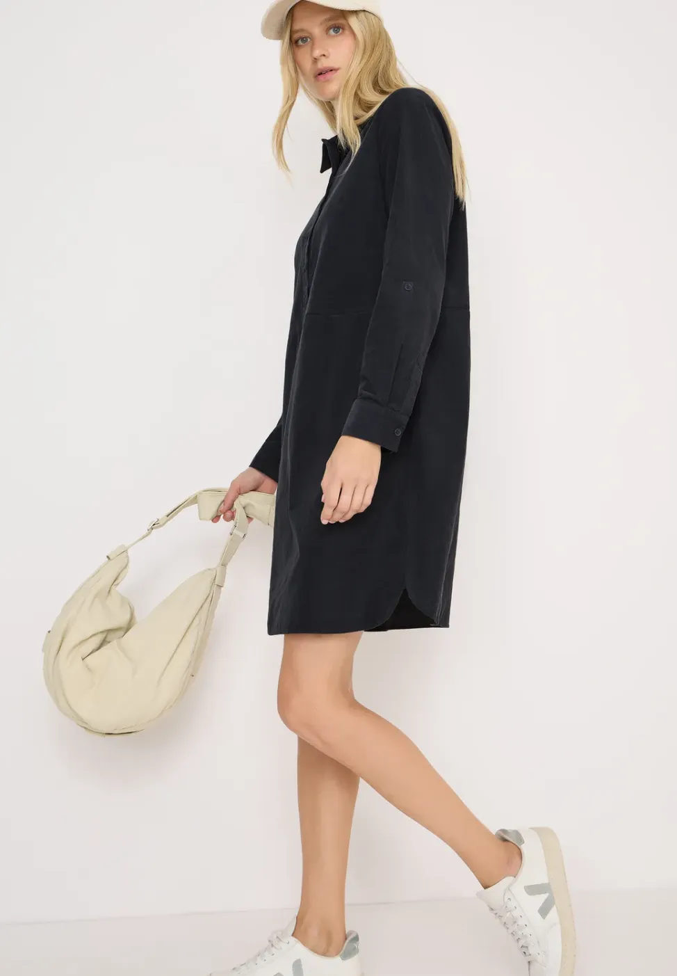 Corduroy jurk in effen kleur