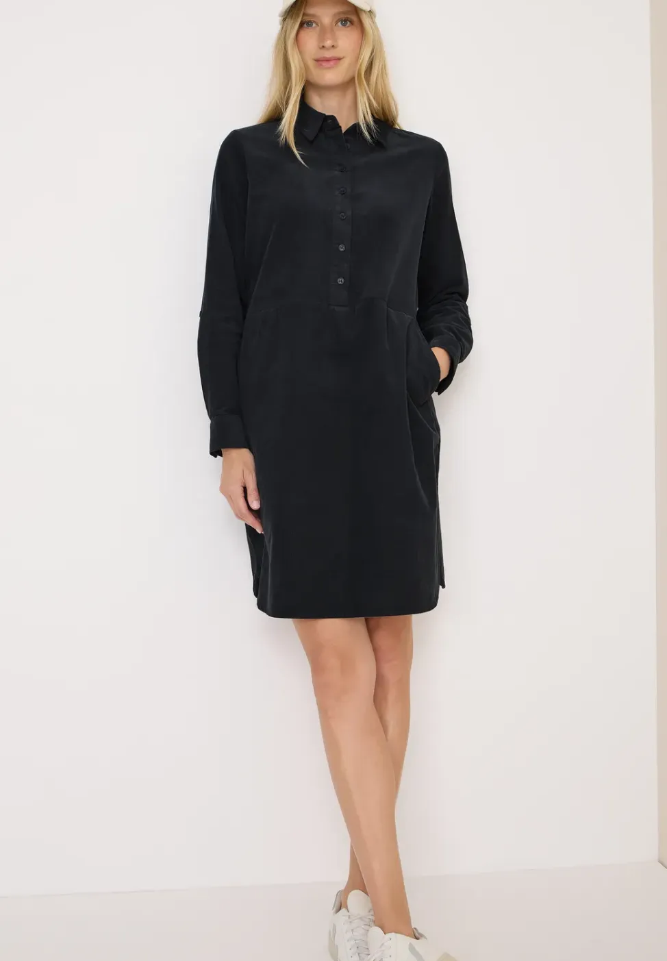 Corduroy jurk in effen kleur