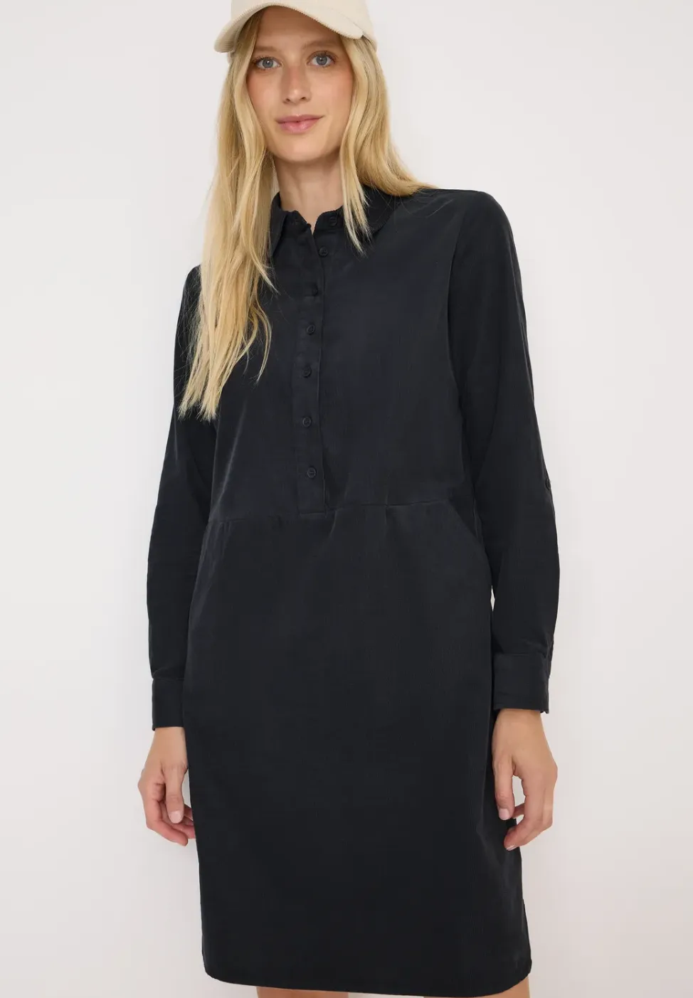 Corduroy jurk in effen kleur