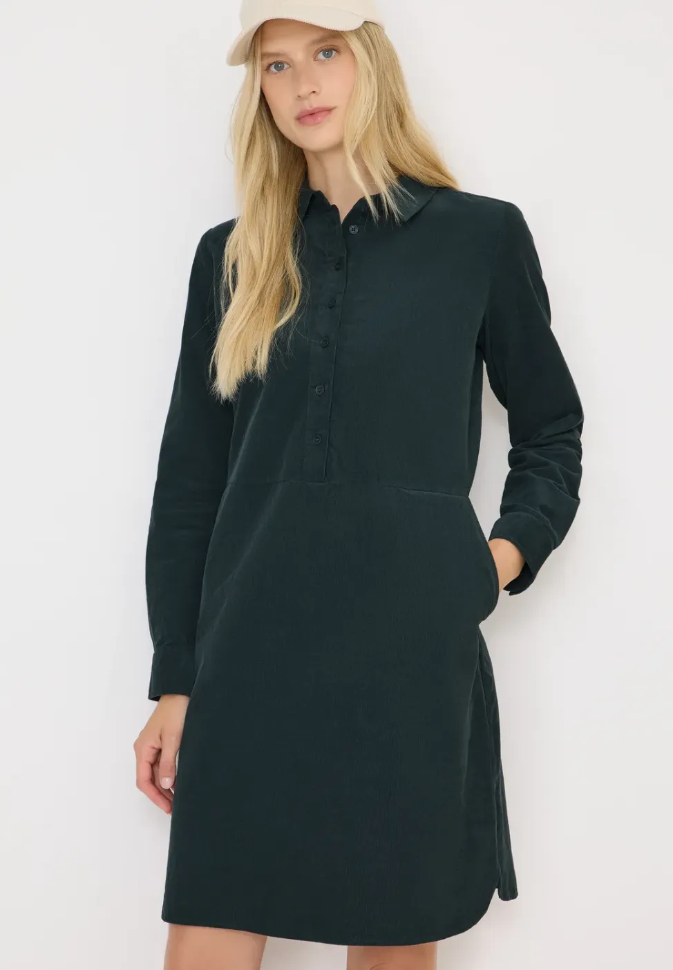 Corduroy jurk in effen kleur