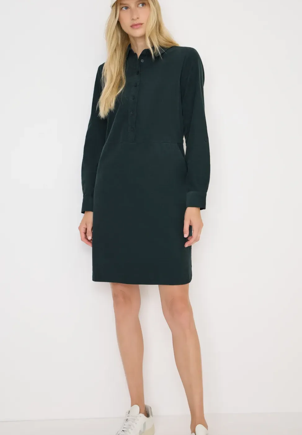 Corduroy jurk in effen kleur