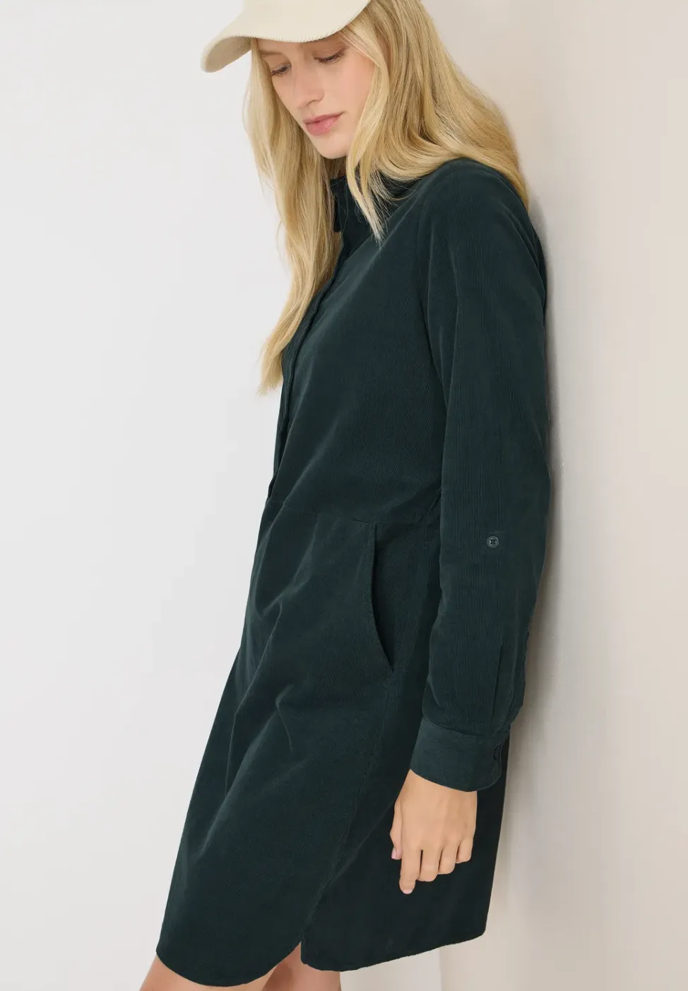 Corduroy jurk in effen kleur