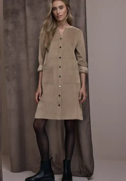 Corduroy jurk in effen kleur