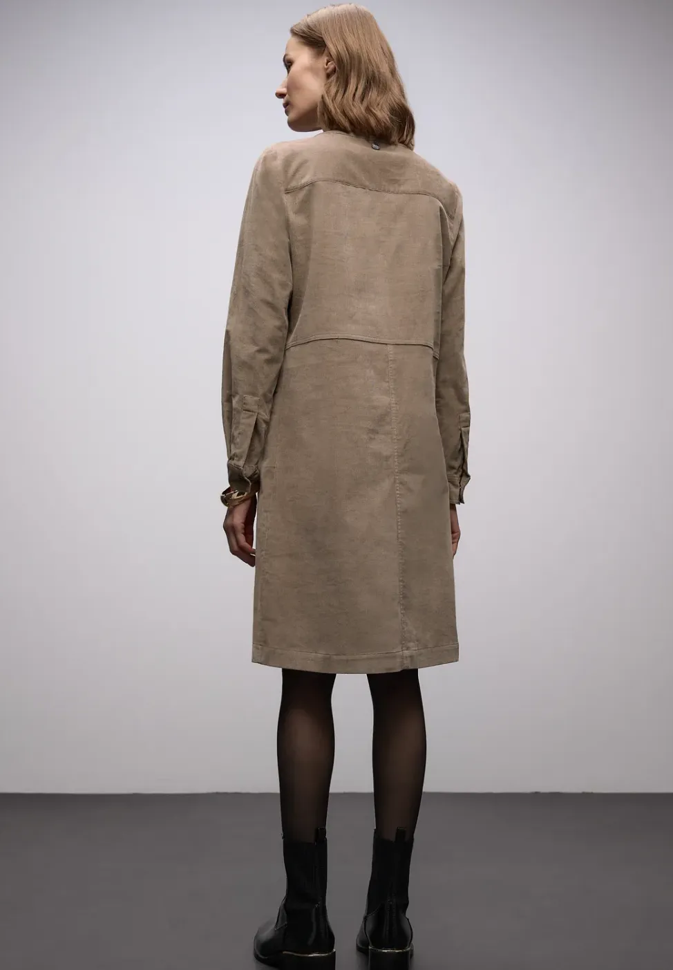 Corduroy jurk in effen kleur