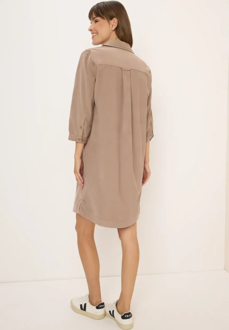 Corduroy jurk in effen kleur
