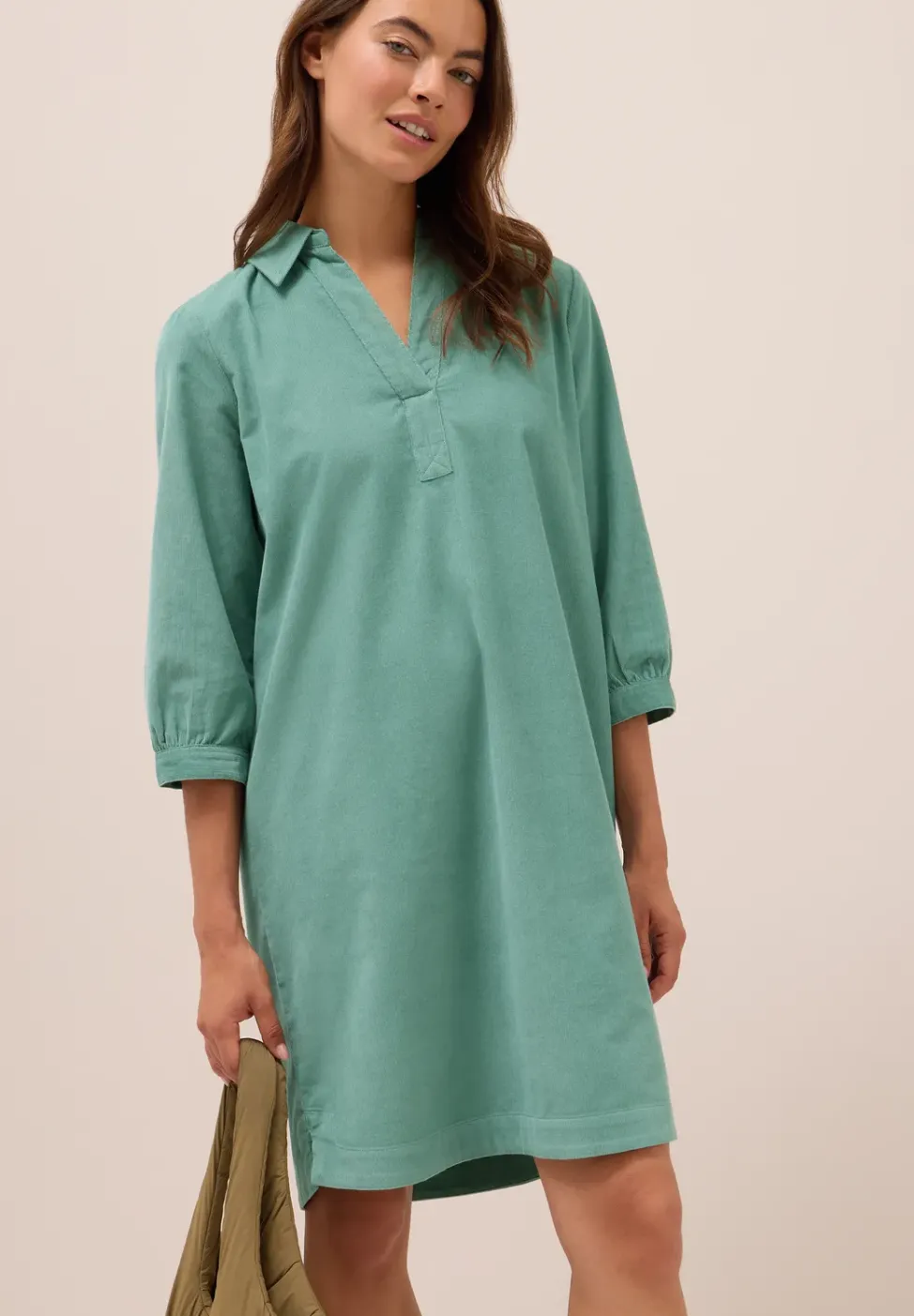 Corduroy jurk in effen kleur
