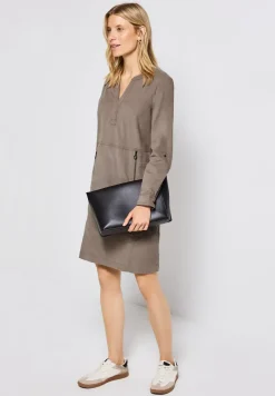 Corduroy jurk met gespleten hals