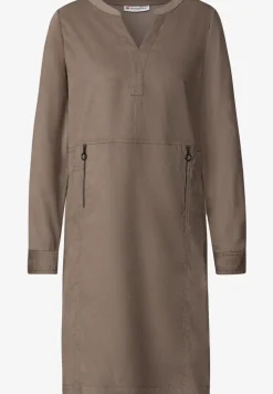 Corduroy jurk met gespleten hals
