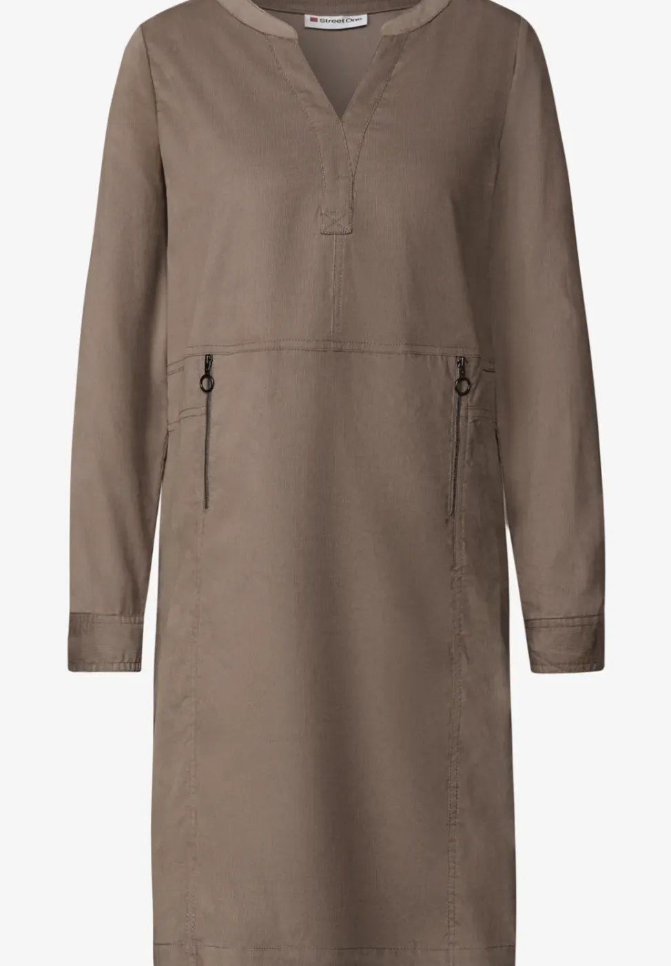 Corduroy jurk met gespleten hals