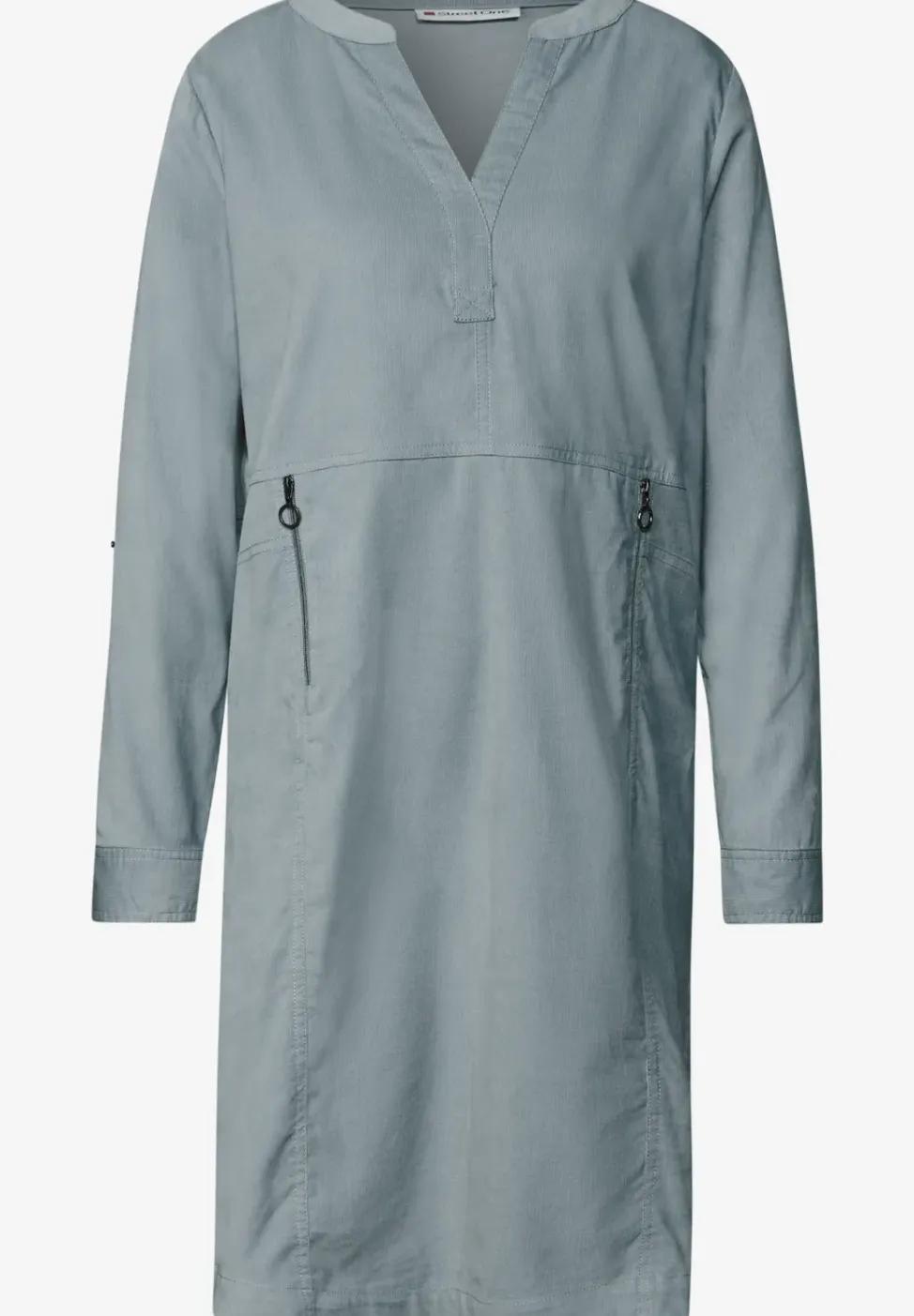 Corduroy jurk met gespleten hals