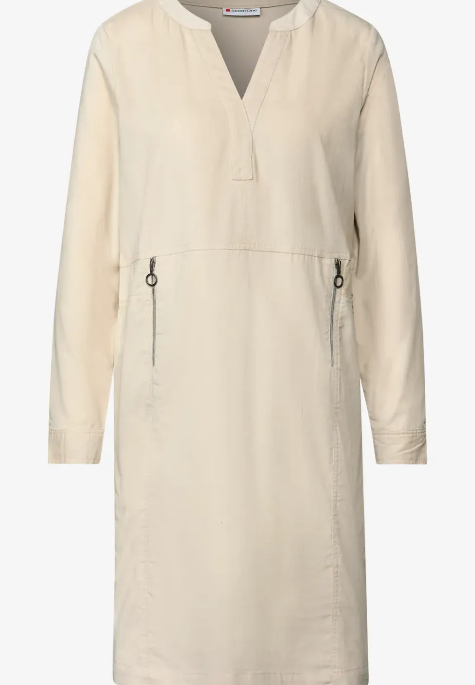Corduroy jurk met gespleten hals