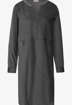 Corduroy jurk met gespleten hals