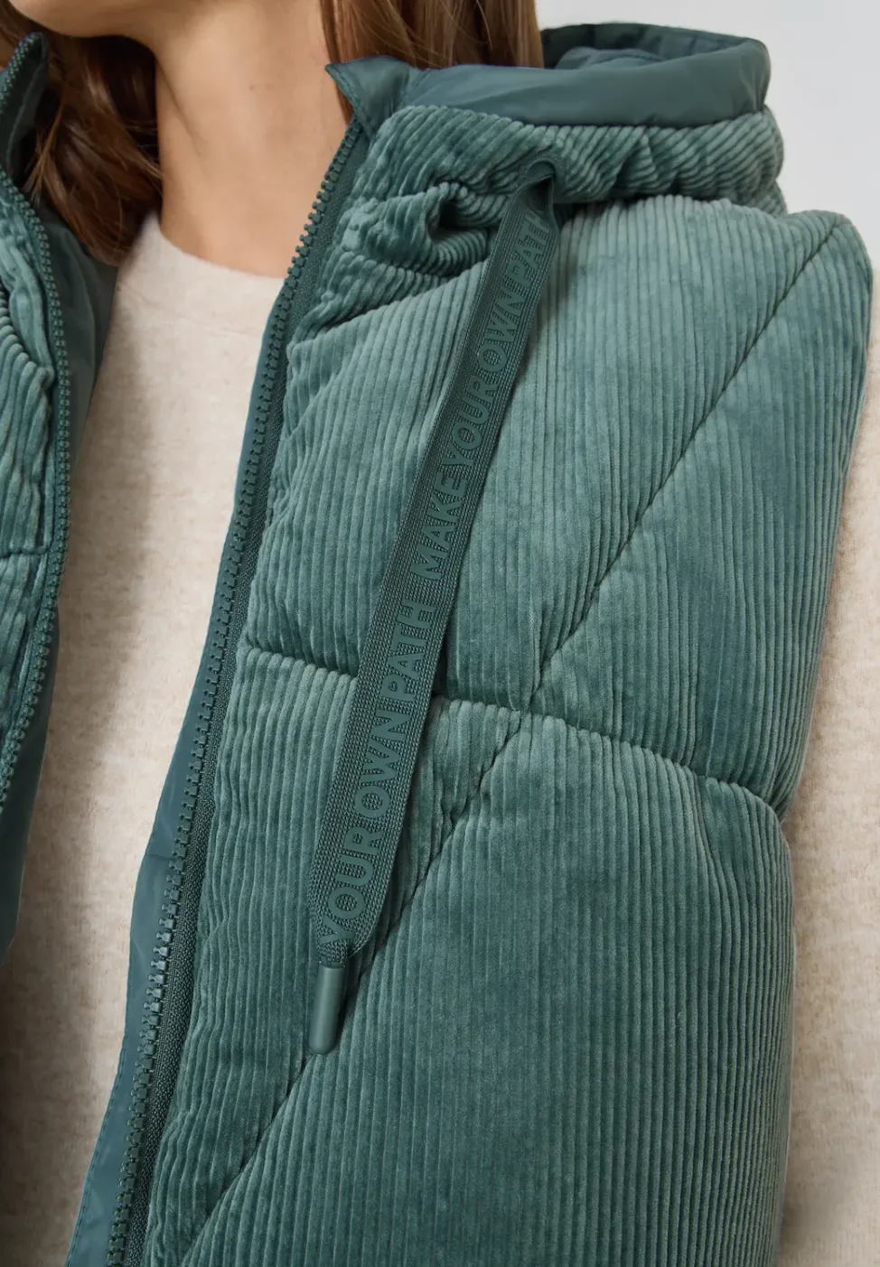 Corduroy mix puffer vest