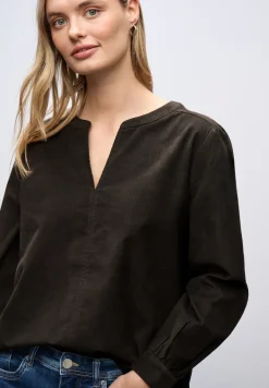Corduroy blouse in effen kleur