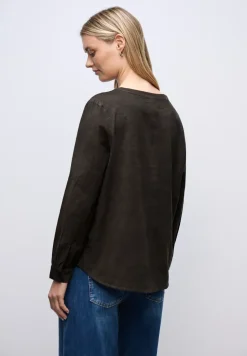 Corduroy blouse in effen kleur