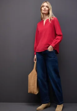 Corduroy blouse in effen kleur