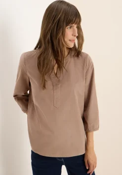 Corduroy blouse met gespleten hals