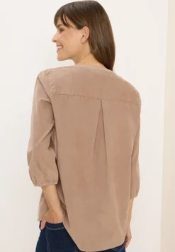 Corduroy blouse met gespleten hals