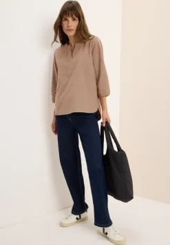 Corduroy blouse met gespleten hals