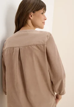 Corduroy blouse met gespleten hals