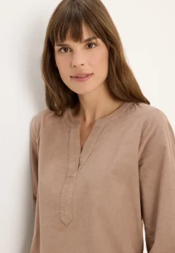 Corduroy blouse met gespleten hals