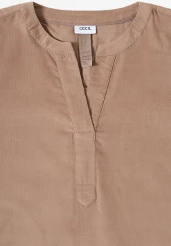 Corduroy blouse met gespleten hals