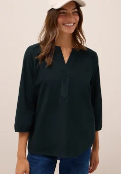 Corduroy blouse met gespleten hals