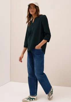 Corduroy blouse met gespleten hals