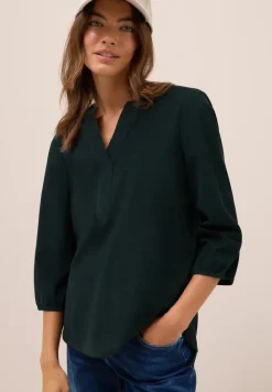 Corduroy blouse met gespleten hals