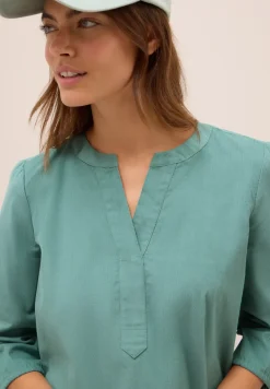 Corduroy blouse met gespleten hals