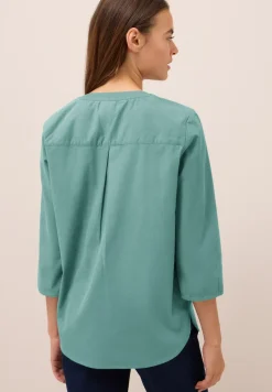 Corduroy blouse met gespleten hals
