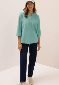 Corduroy blouse met gespleten hals