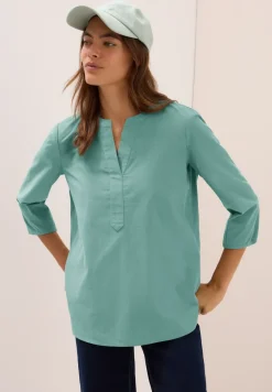 Corduroy blouse met gespleten hals