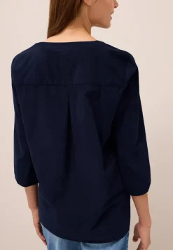 Corduroy blouse met gespleten hals