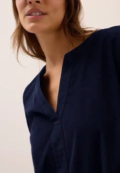 Corduroy blouse met gespleten hals