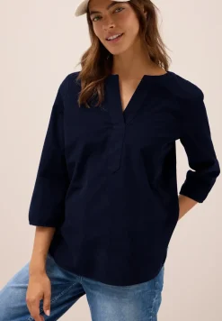 Corduroy blouse met gespleten hals
