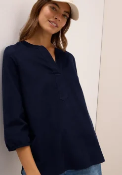 Corduroy blouse met gespleten hals