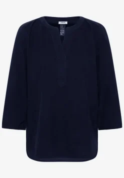 Corduroy blouse met gespleten hals