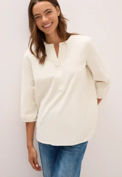 Corduroy blouse met gespleten hals