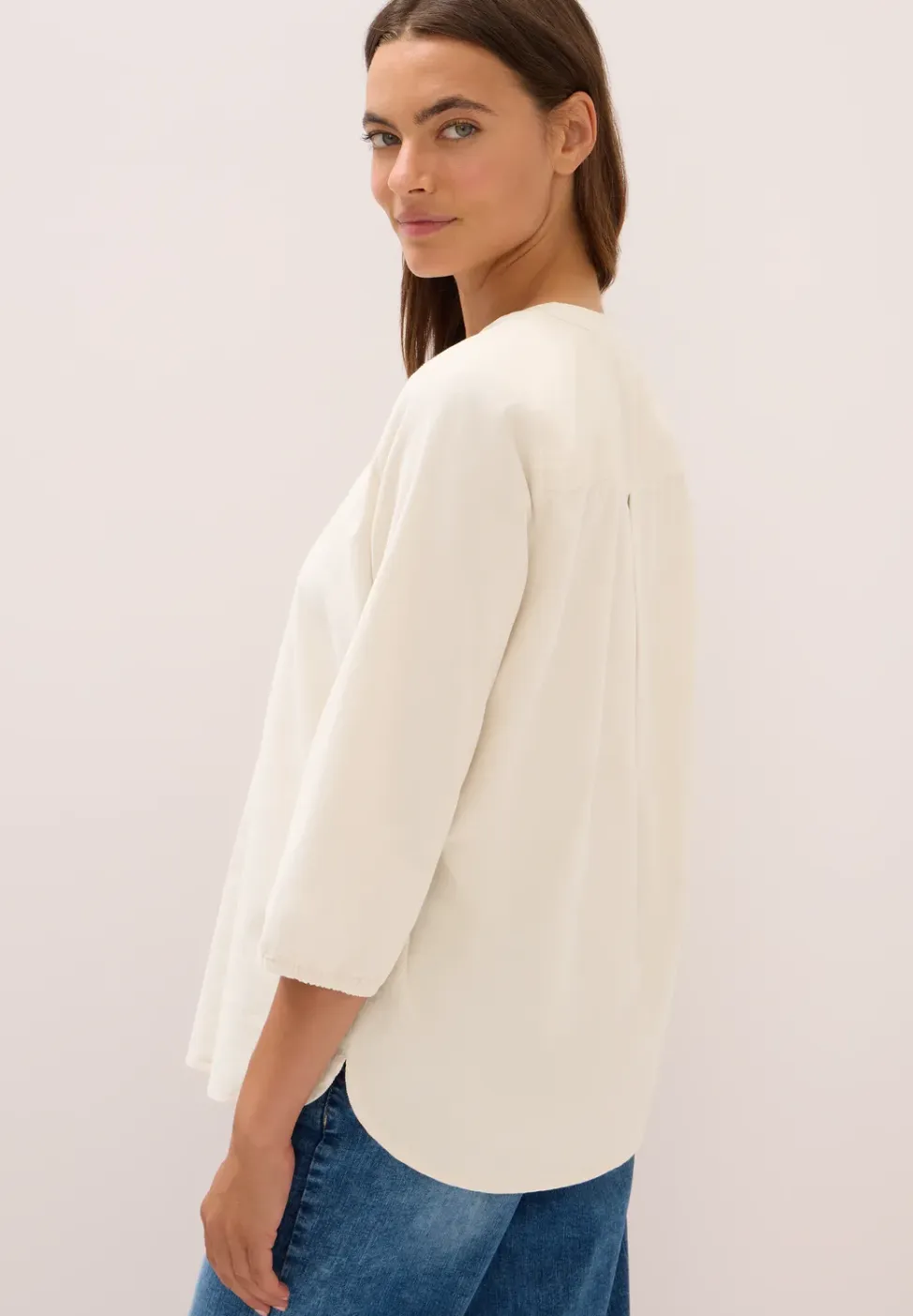 Corduroy blouse met gespleten hals