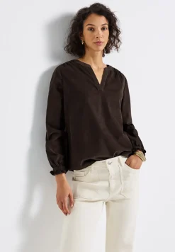 Corduroy blouse met ruches