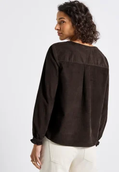 Corduroy blouse met ruches
