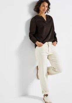 Corduroy blouse met ruches