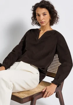 Corduroy blouse met ruches