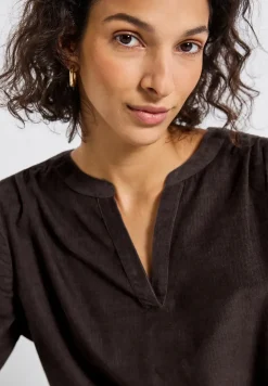 Corduroy blouse met ruches