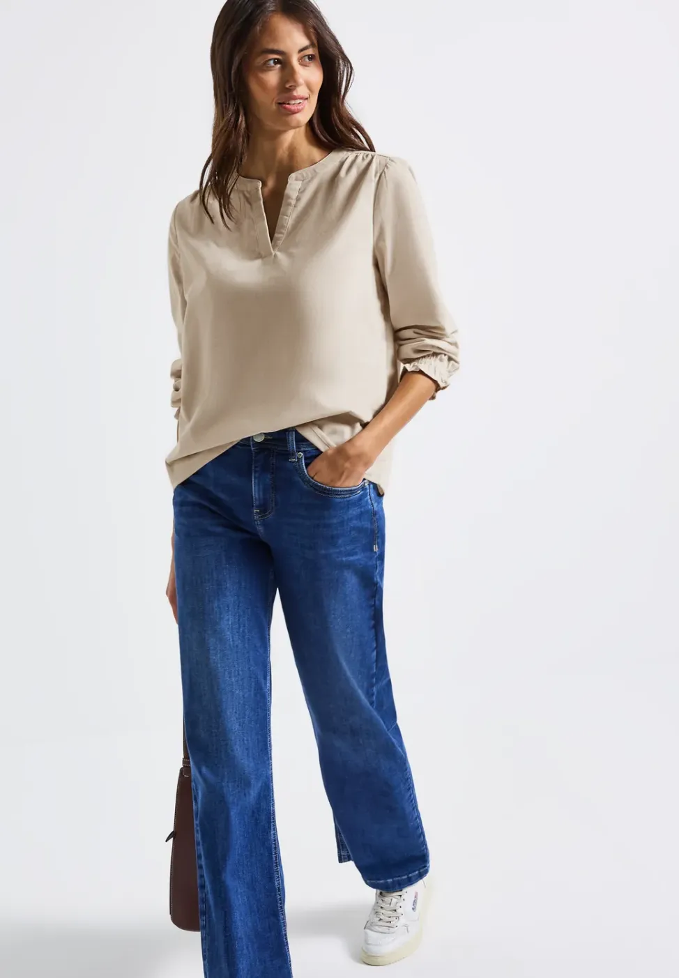 Corduroy blouse met ruches