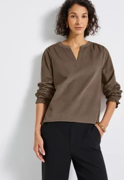 Corduroy blouse met ruches