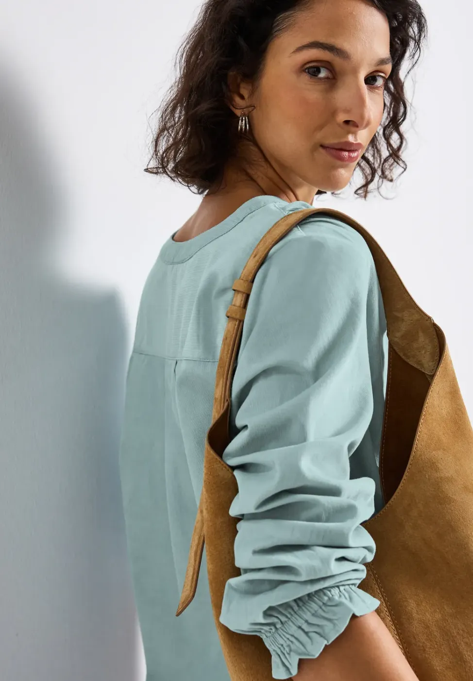 Corduroy blouse met ruches
